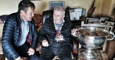 Jack O'Connor visits Kerry GAA icon Mick O'Dwyer with Sam Maguire Cup after All Ireland win over Galway