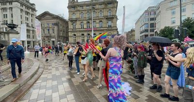 Drag queens blast sour-faced protesters with confetti cannons at Liverpool Pride