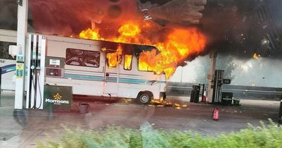 Holiday from hell as family camper van engulfed by flames in raging inferno