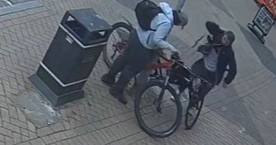 The moment vulnerable victim has bike stolen in Mansfield during theft