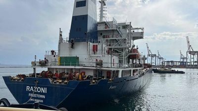 Grain ship departs Ukraine port for first time since Russian blockade