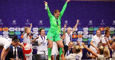 England stars storm press conference after winning Euro 2022 in raucous scenes as Lionesses sing 'It's Coming Home'