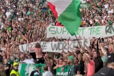 Celtic fans chant 'f**k the Tories' and back striking workers at first game of the season