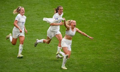 Pure joy and a sports bra: the photo that encapsulates England Women’s Euros win