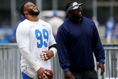 Watch: Aaron Donald does bizarre camp drill that involves choking a teammate