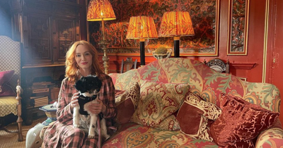 Mad Men's Christina Hendricks snapped at Edinburgh's Prestonfield House