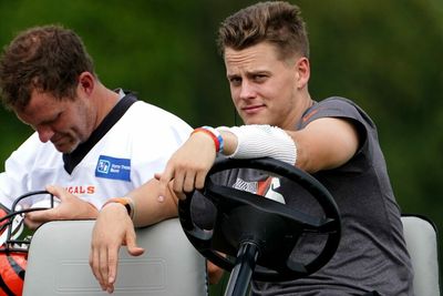 Joe Burrow pulled up to Bengals practice on a scooter and golf cart