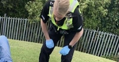 Man shown covered in blood after cops race to East Kilbride shopping precinct