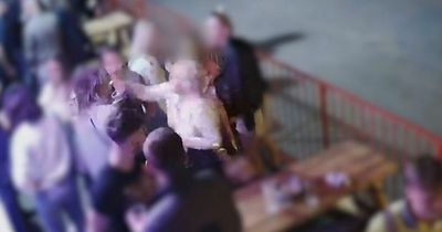 Bloody CCTV shows mum glassing teacher from her child's school outside pub