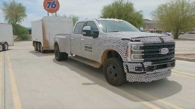 Convoy Of Camouflaged Ford Super Duty Trucks Caught On Camera