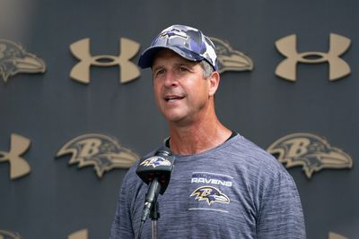 Ravens HC John Harbaugh gives perspective on first day of padded practice