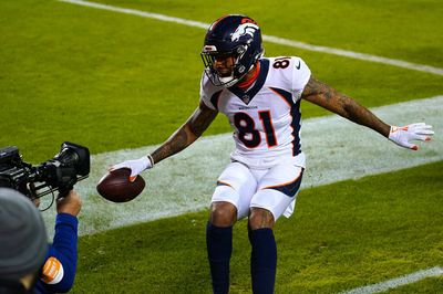 Denver Broncos wide receiver Tim Patrick carted off after non-contact injury