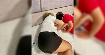 Mum and son fall asleep on airport floor waiting hours for luggage
