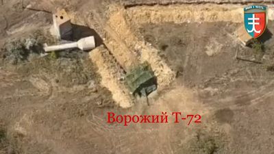 Ukrainian Soldiers Find And Destroy Poorly Hidden Russian T-72 Tank