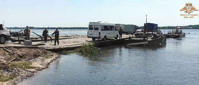 Russian Engineers Set Up Ferry To Cross Dnieper River After Ukrainian Forces Shell Antonovsky Bridge