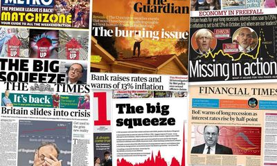 ‘The big squeeze’: what the papers say about Bank of England’s recession forecast