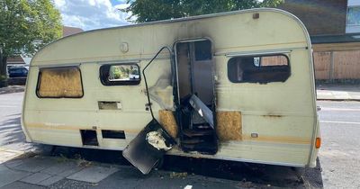 'Eyesore' caravan torched and abandoned near tower block shut down by police