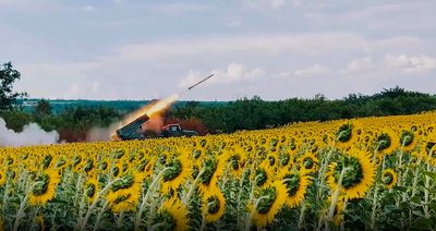 Ukrainian Multiple Rocket Launcher Vehicle Fires Missile Salvos At Russian Invaders