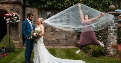 'Awesome' bridesmaid leaps through air to save bride's veil