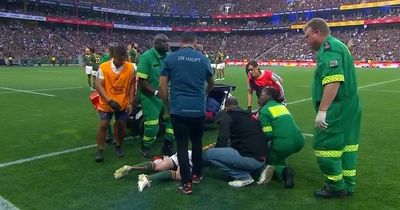 South Africa star Faf de Klerk stretchered off and New Zealand game stopped for seven minutes amid worrying scenes