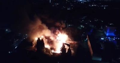 Flames and smoke rising from former care home fire in scary video - homes evacuated