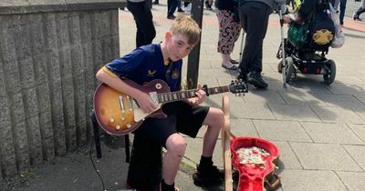 12-year-old plays Local Hero outside St James' Park - and gives away half of his busking money