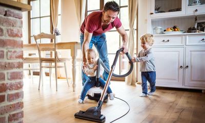 My son seems to think chores are fun – but his work has only just begun