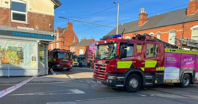 Fire service statement over cordon on main road in Beeston