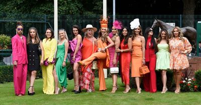 Real Housewives dazzle in colours of rainbow at Haydock Races as brave mum wears orange in memory of eight-month-old daughter