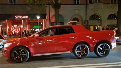 Volvo XC60 Pickup Truck With Six Wheels Makes A Splash At Car Meet