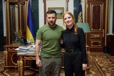 Ukrainian President Volodymyr Zelensky praises Jessica Chastain for her support amid Kyiv visit