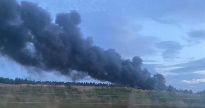 Lanarkshire building site fire creates plume of thick black smoke that can be seen for miles