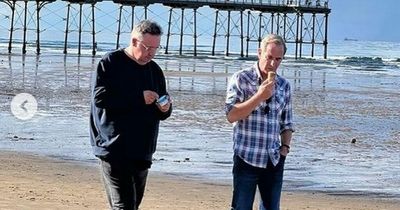 Robson Green and Mark Benton spotted recording new BBC series in Saltburn