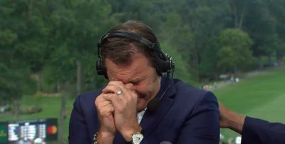 See Nick Faldo struggle to deliver his tearful final goodbye to CBS’s golf team