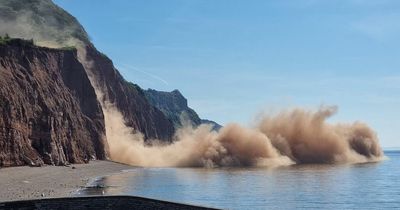 Cliff dramatically collapses onto UK beach as heatwave could cause more landslides