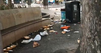 Video shows 'disgusting' levels of rubbish strewn in Bristol city centre over the weekend