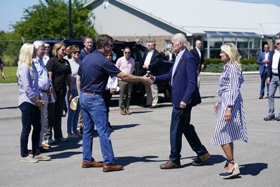 US President Joe Biden surveys flood damage in Kentucky