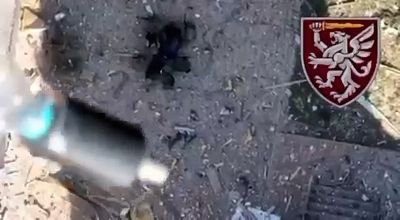 Moment Ukrainian Paratrooper Drone Drops Bomb On Group Of Russian Soldiers