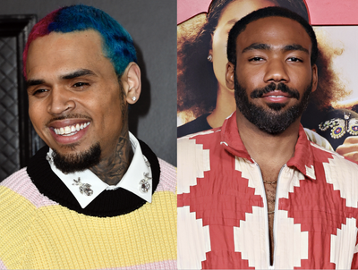 Chris Brown roasts Donald Glover’s outfit at Beyoncé’s party for her new album