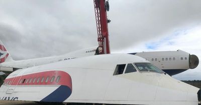 A British Airways Boeing 747 is arriving in Salford