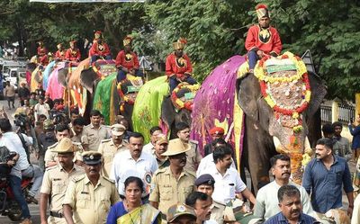 Ceremonial reception at Mysuru palace for Dasara elephants