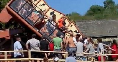 Rollercoaster at UK's oldest theme park collapses leaving two injured in crush
