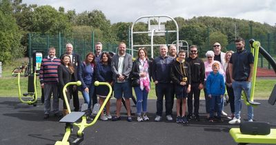 Villagers work up a sweat at new outdoor gym for the community