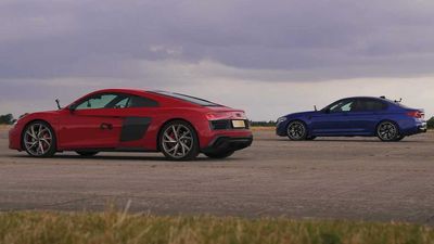 AWD BMW M5 With Turbo V8 Races Naturally Aspirated Audi R8 V10 RWD