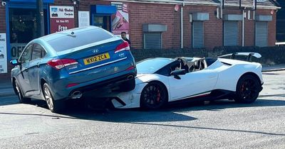 Hyundai drives OVER £250,000 Lamborghini after smashing into supercar at junction