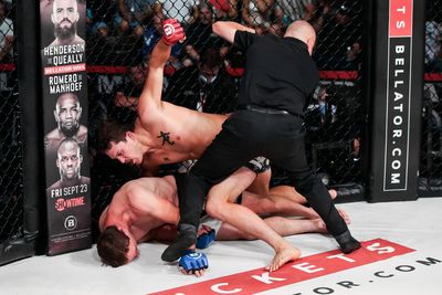 Bellator 284 video: Sullivan Cauley’s knee pulverizes Tyson Jefferies for faceplant knockout