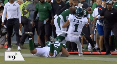 The Jets hit the Eagles’ Jalen Hurts out of bounds in a preseason game and NFL fans were furious