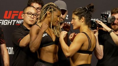 UFC on ESPN 41 ceremonial weigh-in faceoffs video, photo gallery