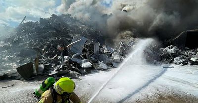 Scrap pile catches fire in industrial area at Hexham