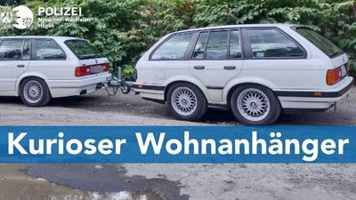 Strange BMW 3 Series E30 Touring Caught With Adorable Matching Trailer